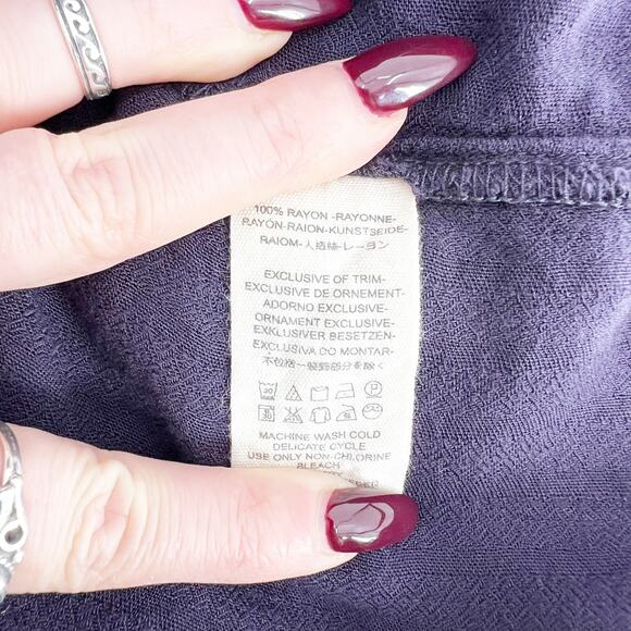 Free People Purple Belted Button Down Tunic M - Picture 5 of 5